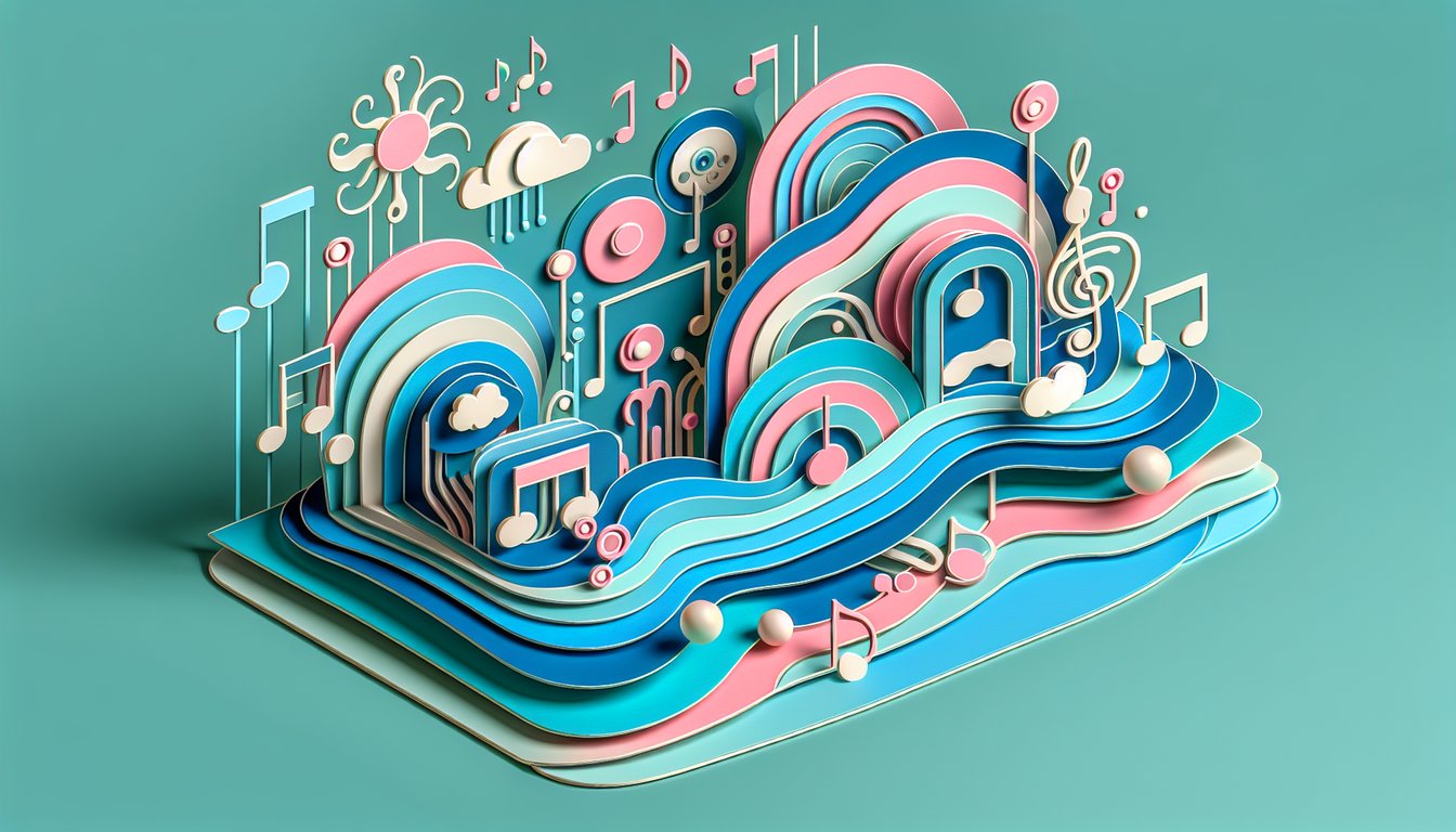 Paper art illustration for Nijisanji EN personality quiz on teal background