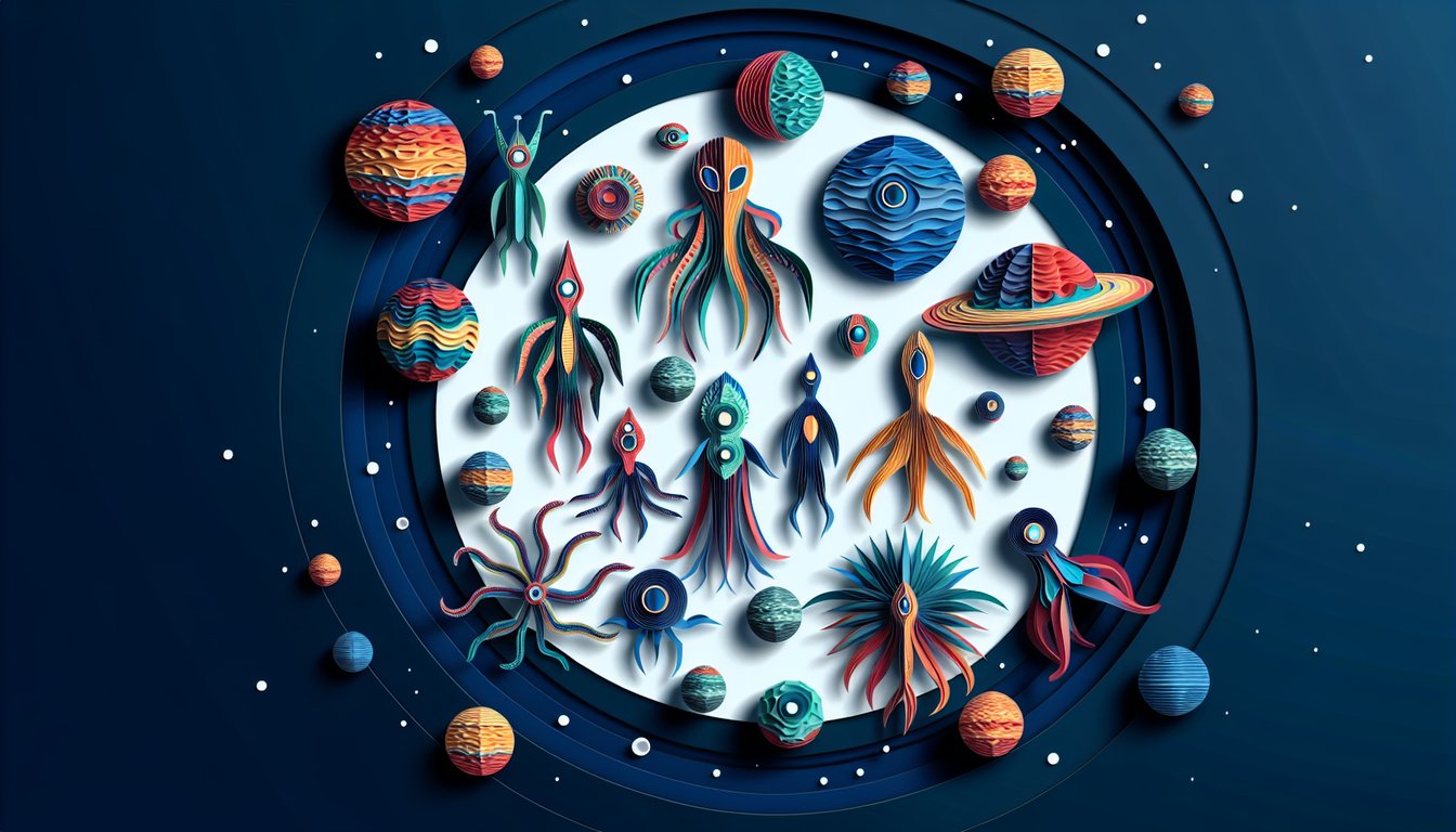 3D voxel art depicting course content for Extraterrestrial Life study