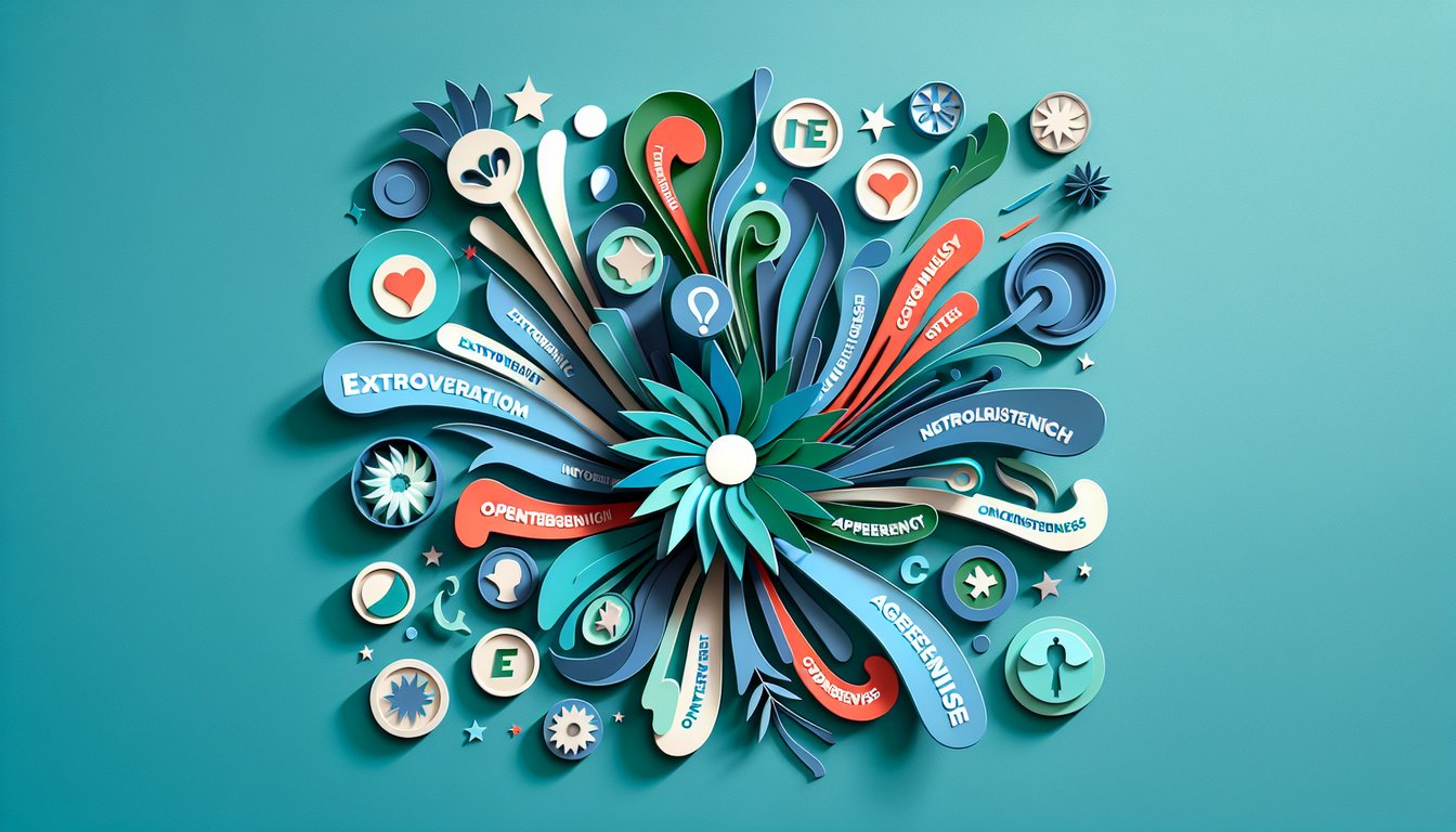 Paper art illustration for 13RW personality quiz on a teal background