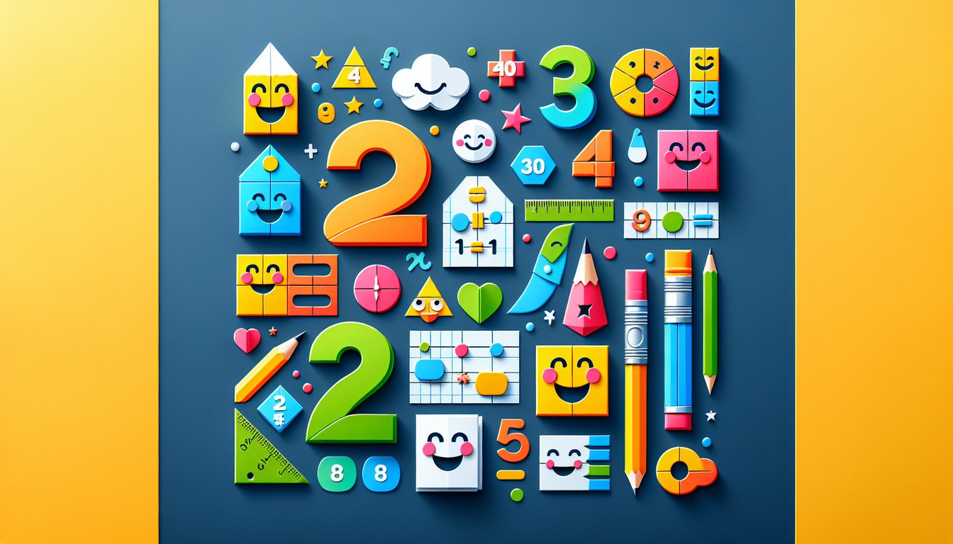 Colorful paper art promoting a Quick Add to 10 math quiz for early learners.