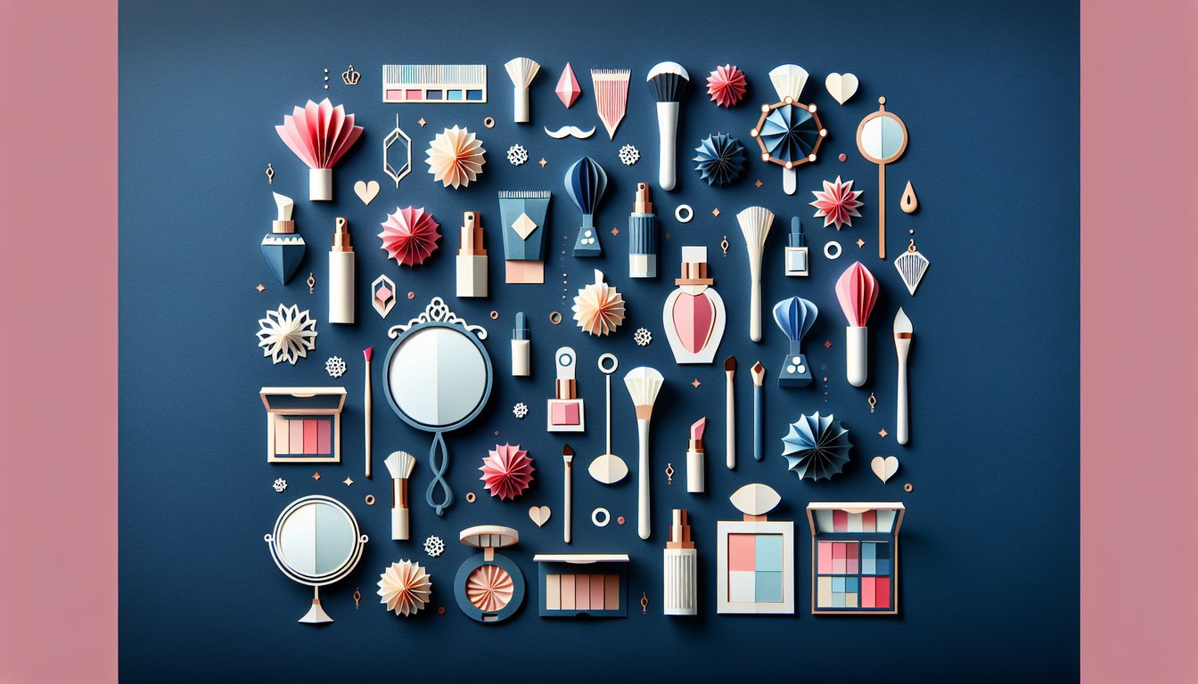 Colorful paper art depicting elements related to Beauty Retail Training Quiz.