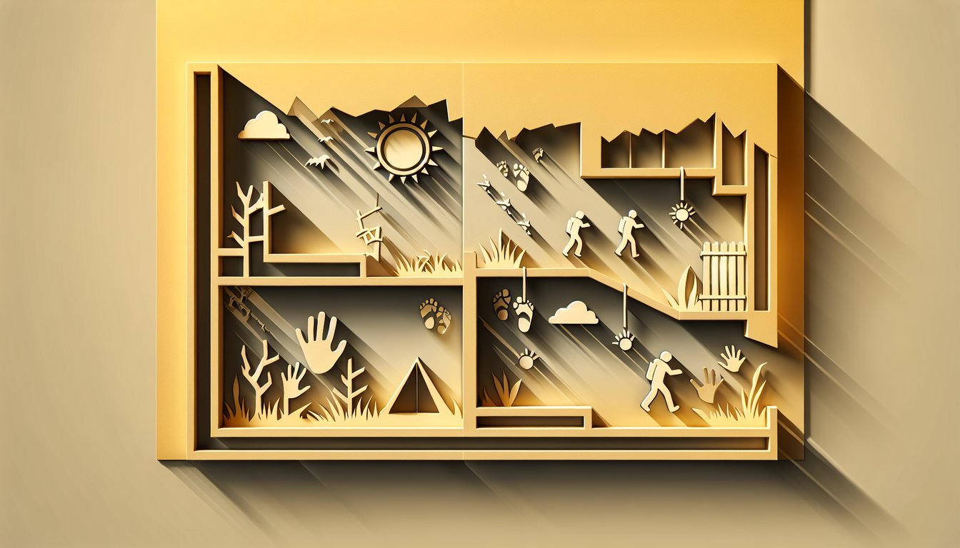 Paper art illustration showing Left 4 Dead special infected silhouettes Jockey Spitter Witch on golden yellow background