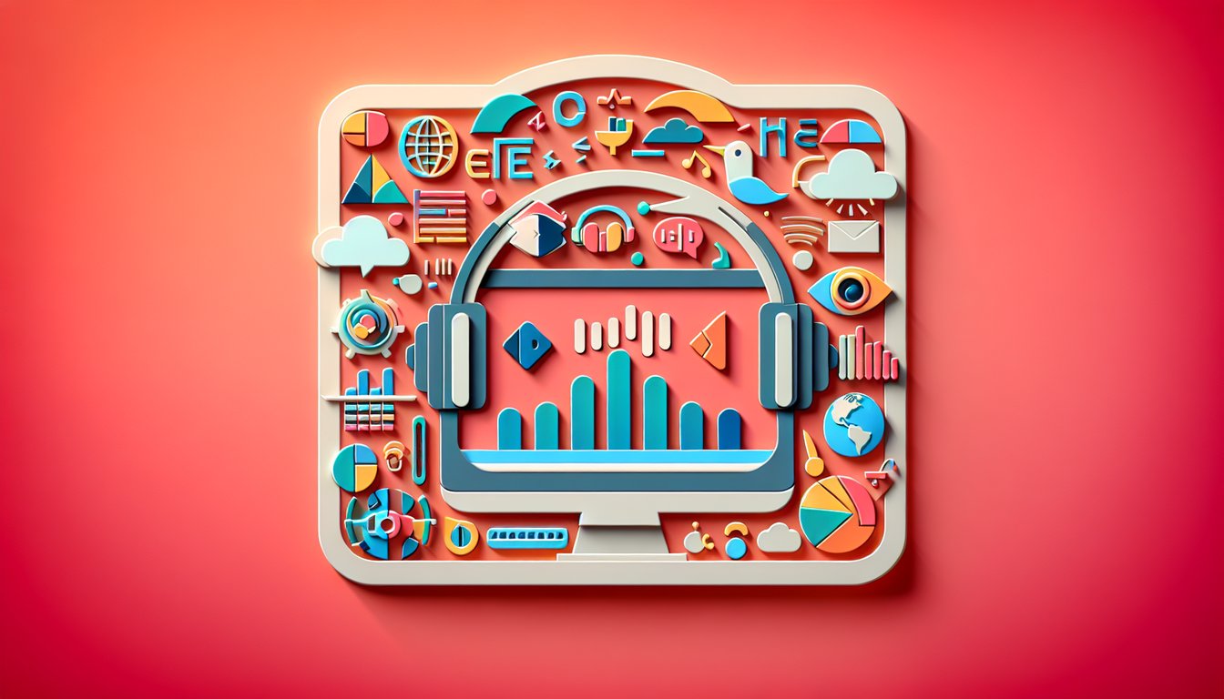 Paper art quiz illustration with letters and speech bubble testing pronunciation skills on a coral background
