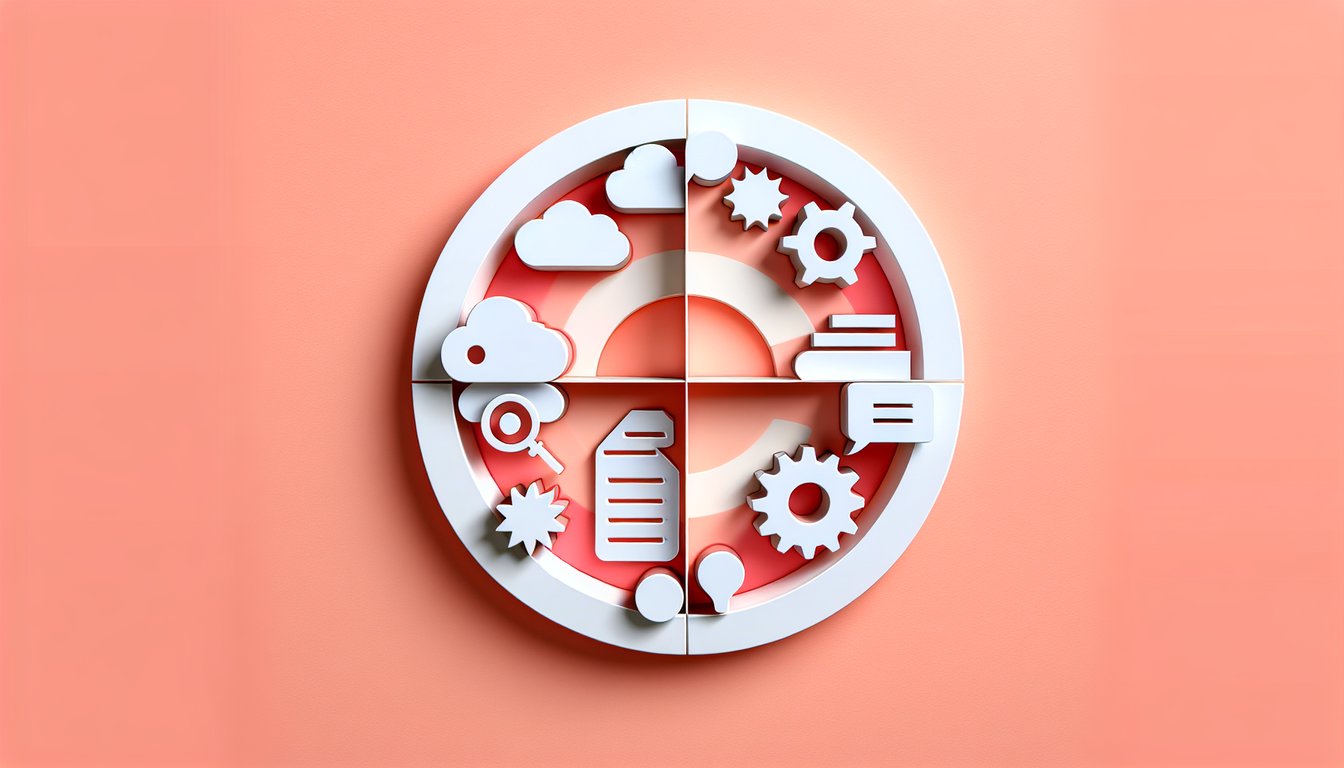Illustration for a thinking style quiz on a coral background, challenging to discover unique thinking type