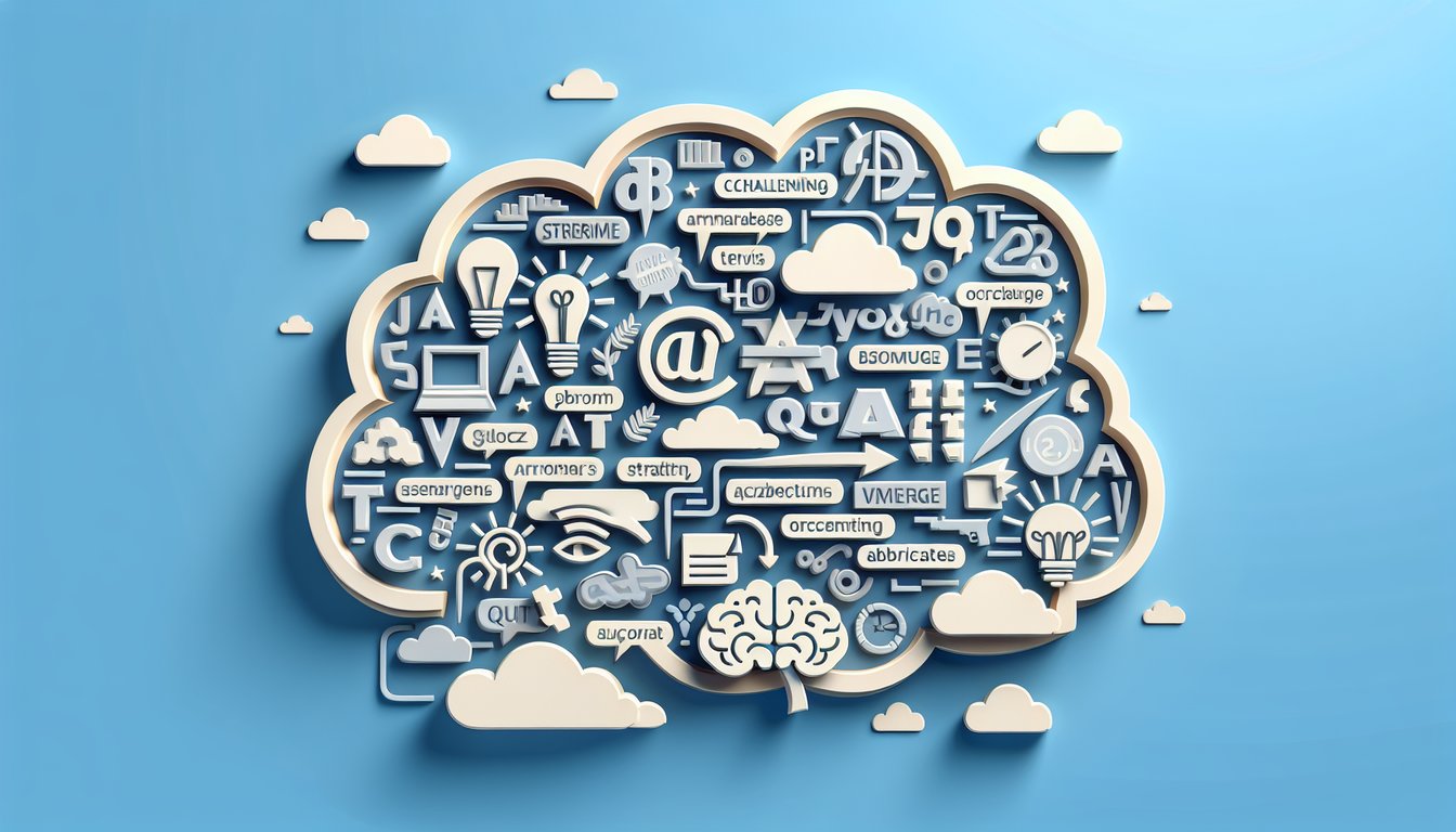 Paper art illustration for acronym trivia quiz on sky blue background