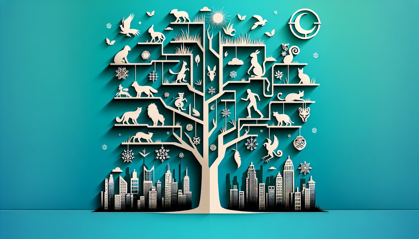 Paper art illustration for Divergent character quiz on a teal background