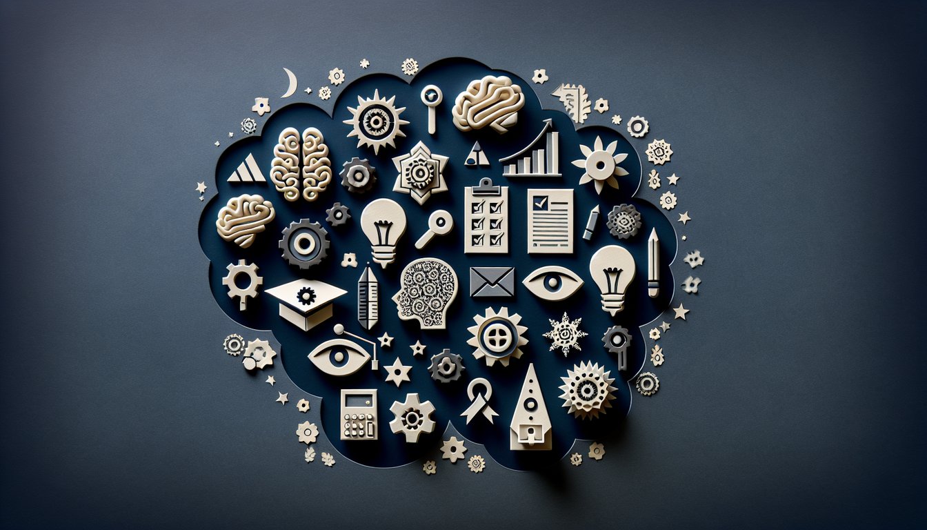 Colorful paper art promoting The Multiple Intelligences Challenge trivia quiz for psychology students.
