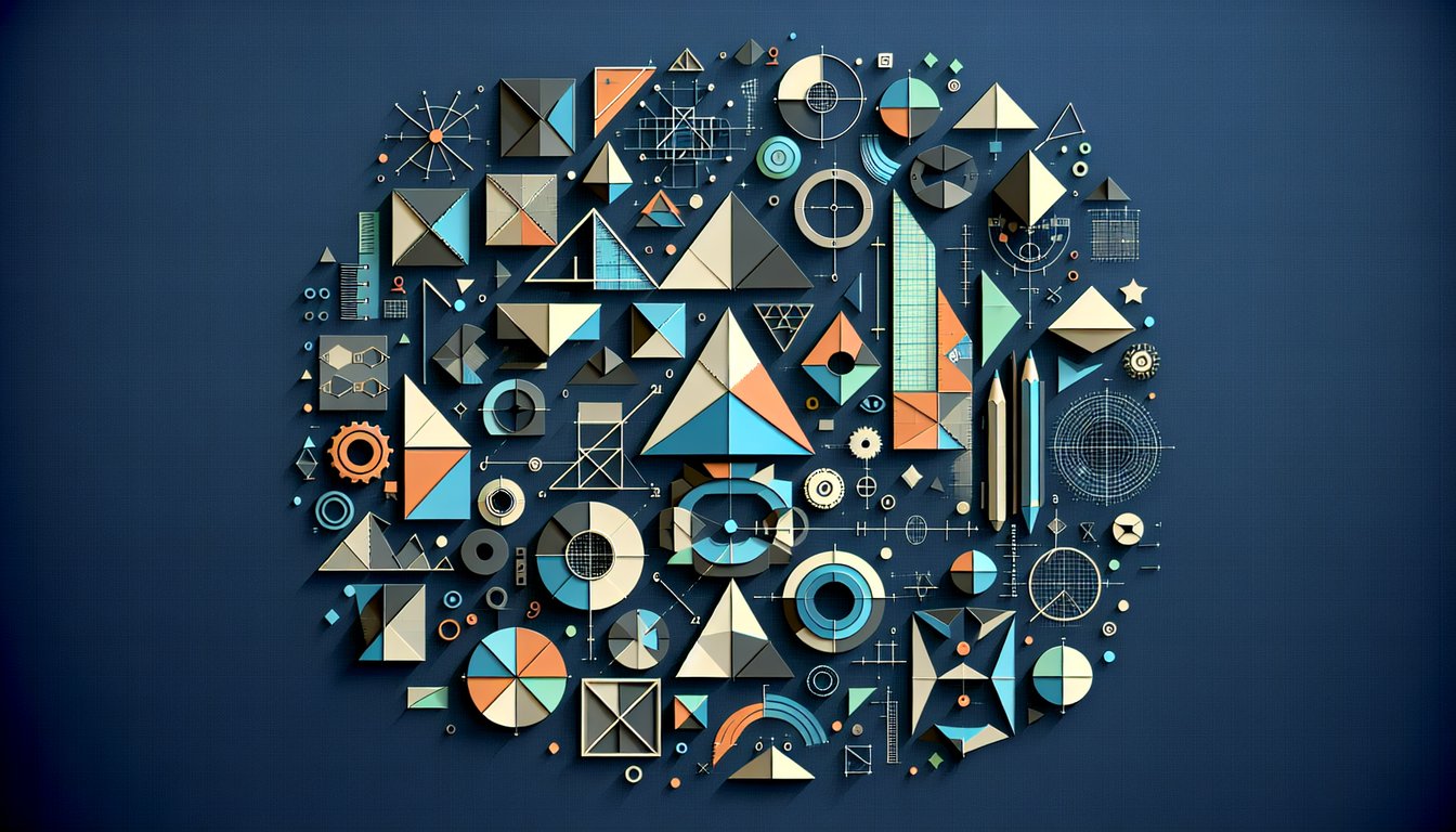 Paper art representing a trivia quiz about the Reto Geomtrico for high school students.