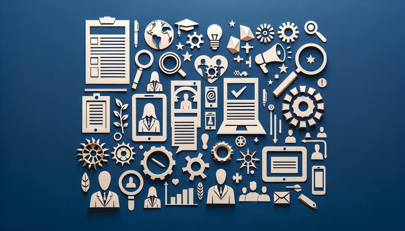 Colorful paper art displaying questions for Employee Recruitment Knowledge Quiz.