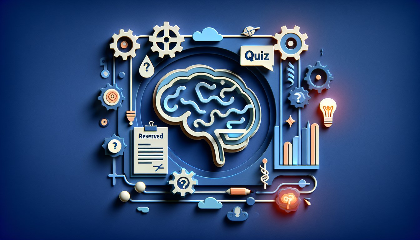 paper art style quiz graphic with layered cutouts and reserved powers example quiz text on dark blue background.