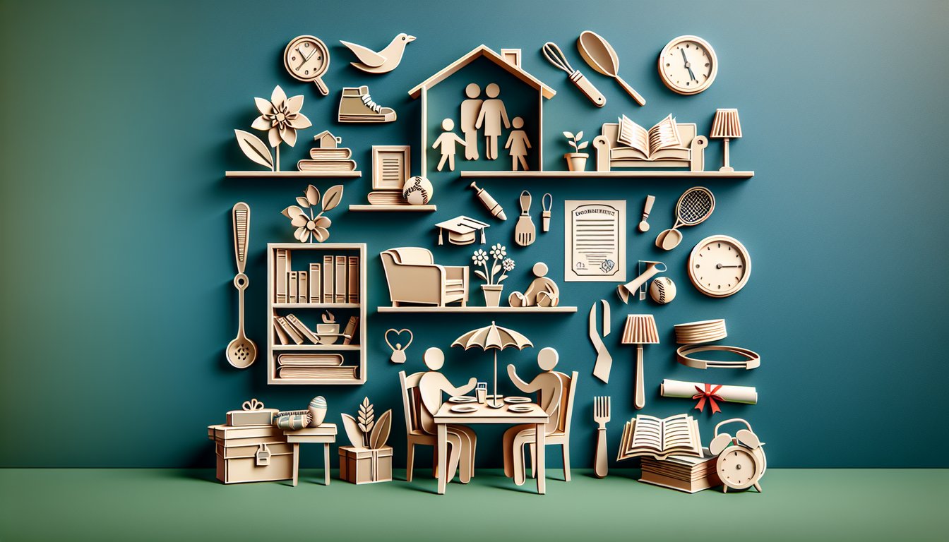 Paper art illustration promoting a free family quiz on a teal background
