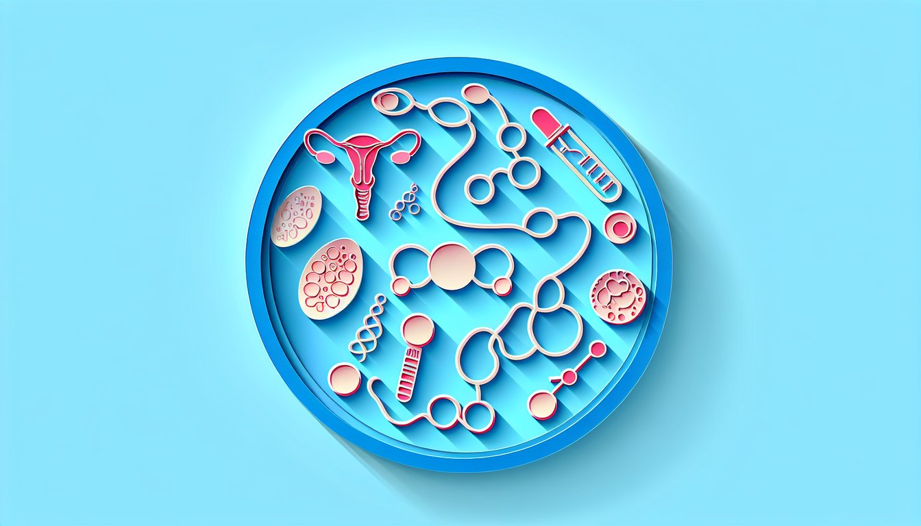 Paper art illustration for reproductive physiology quiz matching hormones like GnRH with functions on a sky blue background
