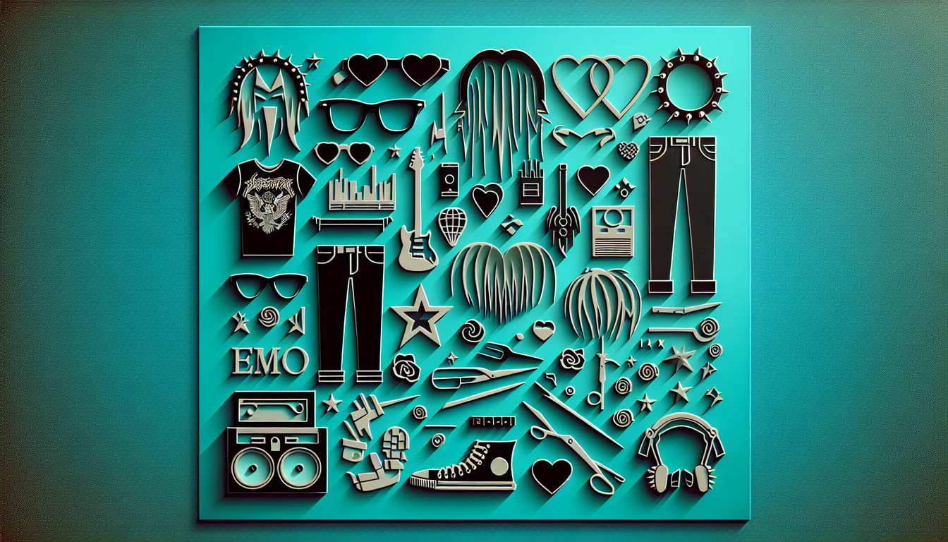 Paper art illustration for emo quiz on teal background