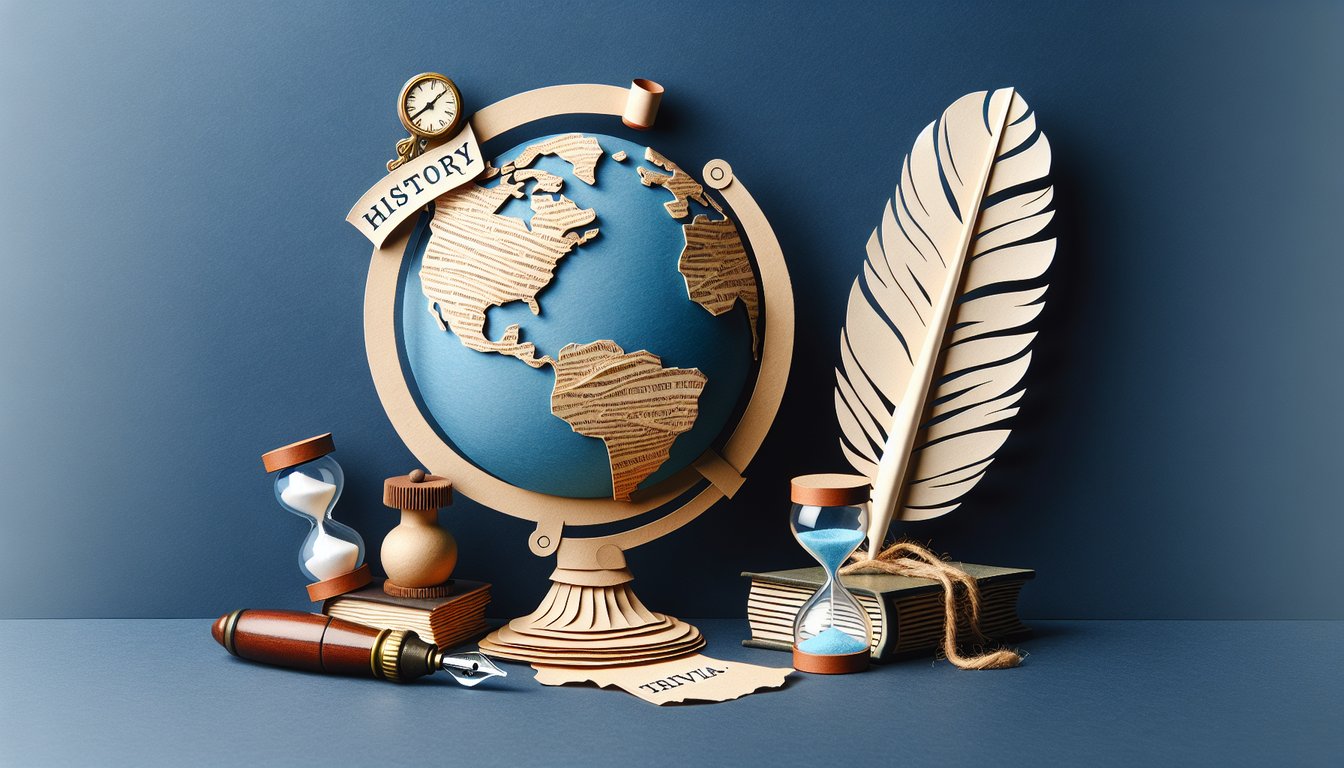 Paper art depicting a trivia quiz on historical events for high school students preparing for STAAR exam.