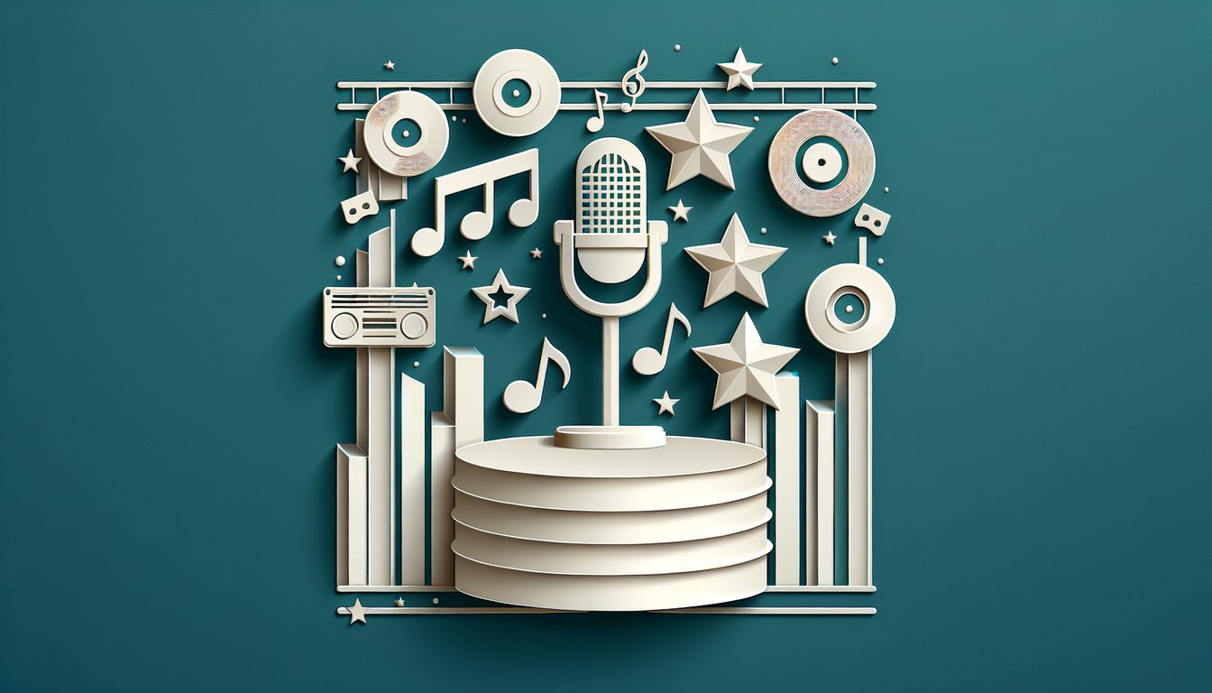 Paper cut illustration with quiz elements including Cher name trivia hits and fun facts on teal background.