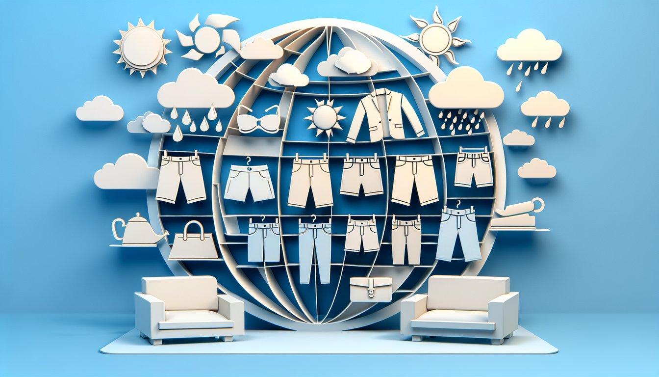 Paper art illustration for Should I Wear Shorts Today quiz on sky blue background