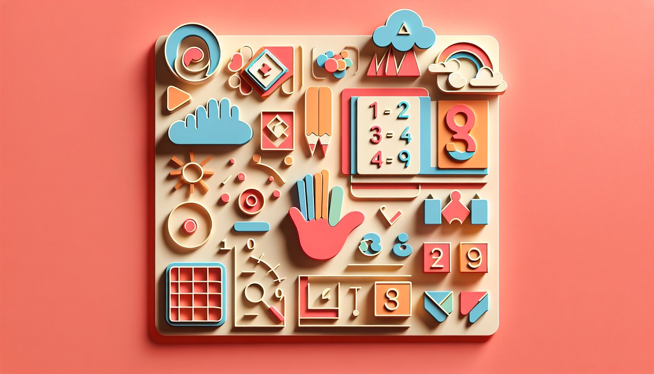 Paper art quiz illustration challenging adults to beat a kindergarteners knowledge on a coral background.