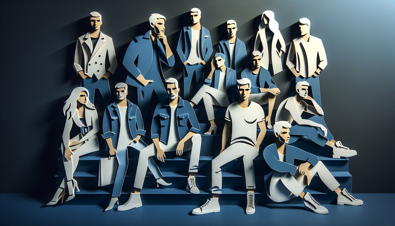 Paper art illustration for Am I Nonchalant Quiz on dark blue background