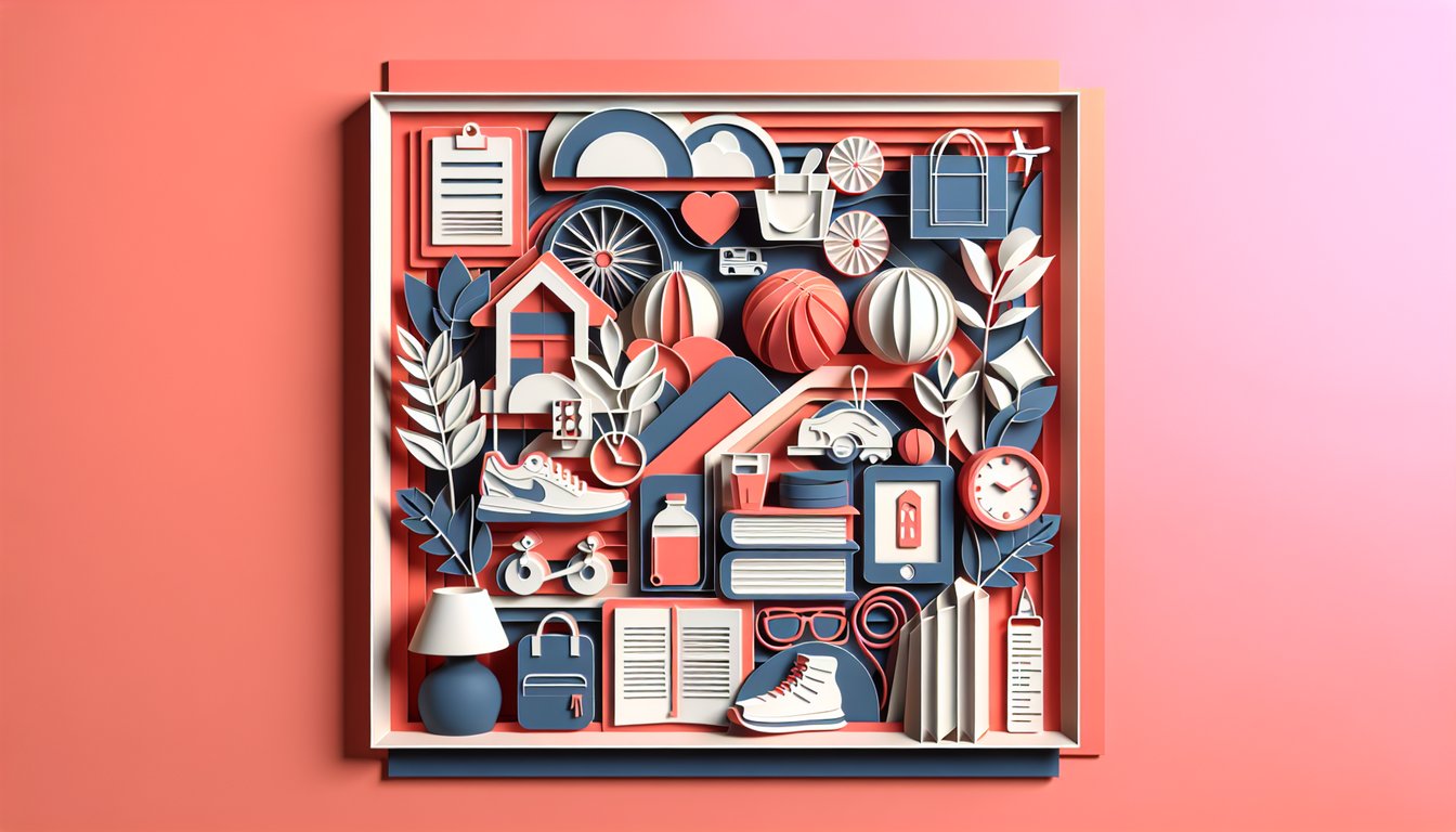 Paper art quiz illustration on coral background with bold text about free Ultimate Lifestyle Quiz