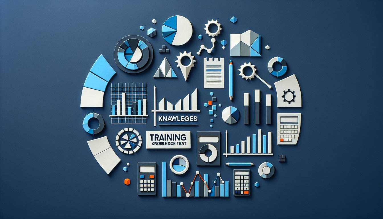 Colorful paper art depicting elements related to a quiz on Training Analytics Knowledge Test.