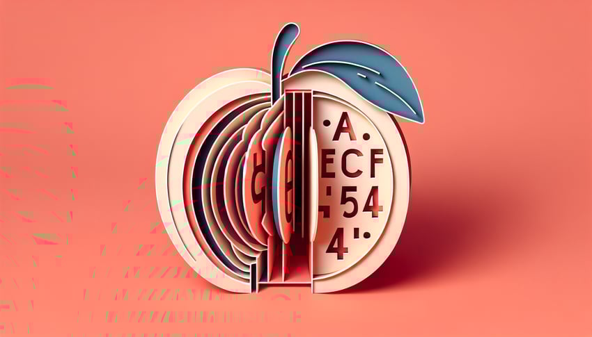 paper art puzzle design peach reversed to hcaep and numbers 46251 reversed on coral background logic pattern quiz