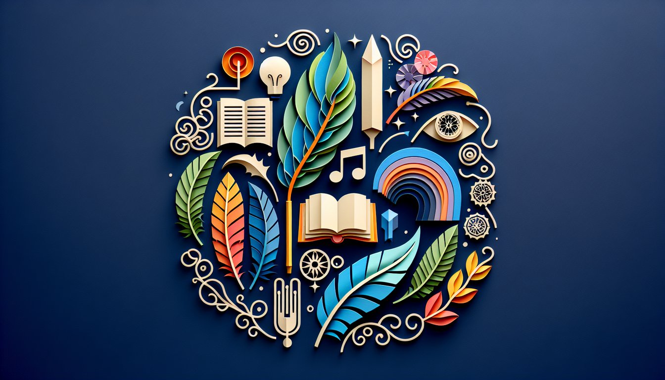 Paper art depicting a trivia quiz challenging high school literature students understanding of poetry.