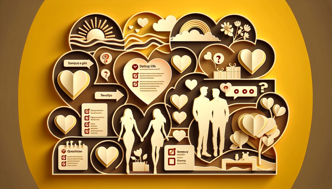 Paper art illustration of a Jake T Austin girlfriend trivia quiz on golden yellow background.