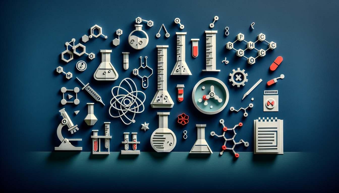 Paper art depicting pharmacology trivia quiz for high school science students.
