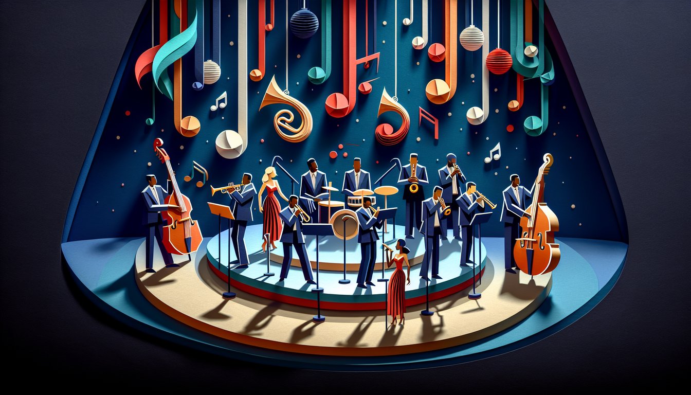 3D voxel art showcasing a Jazz Vocal Ensemble course