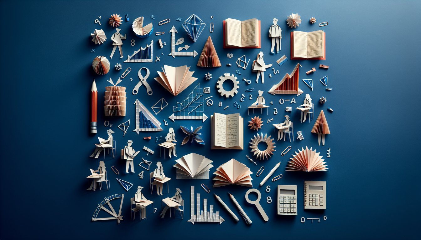 Colorful paper art promoting Mastering Linear Functions practice quiz for high school students.