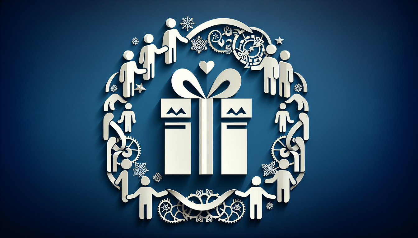 Colorful paper art depicting a trivia quiz on Gift Exchange Community Policy
