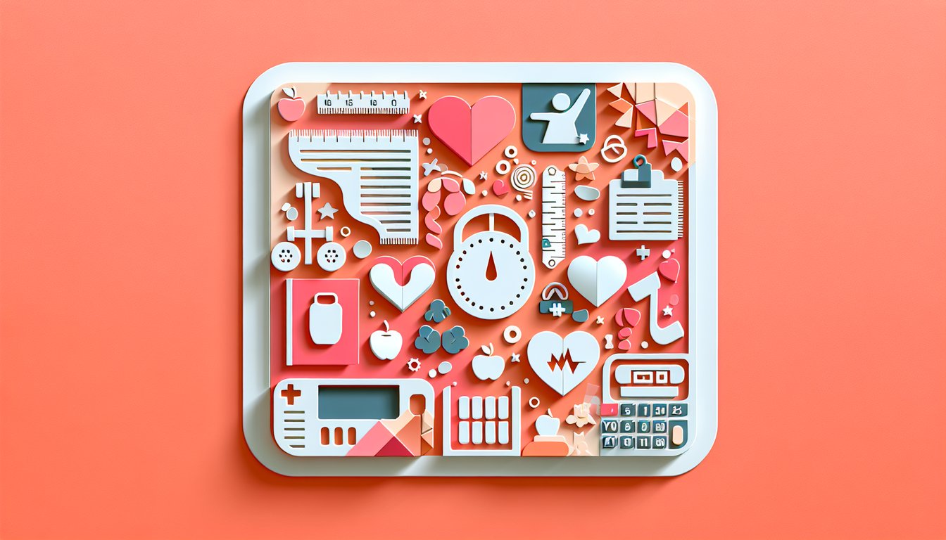 Paper art illustration for obesity test quiz on a coral background