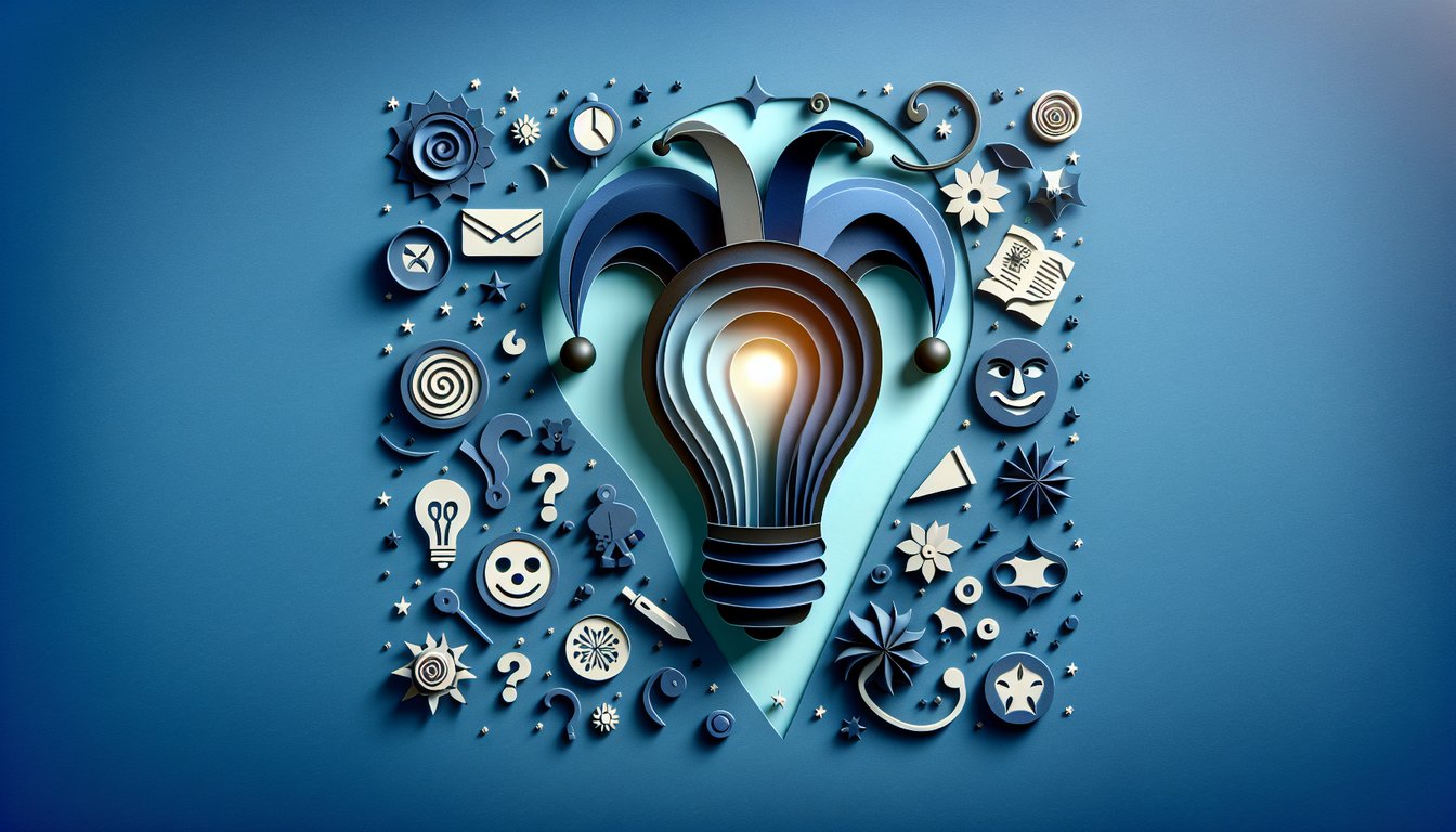 Paper art illustration for sarcasm test quiz on dark blue background