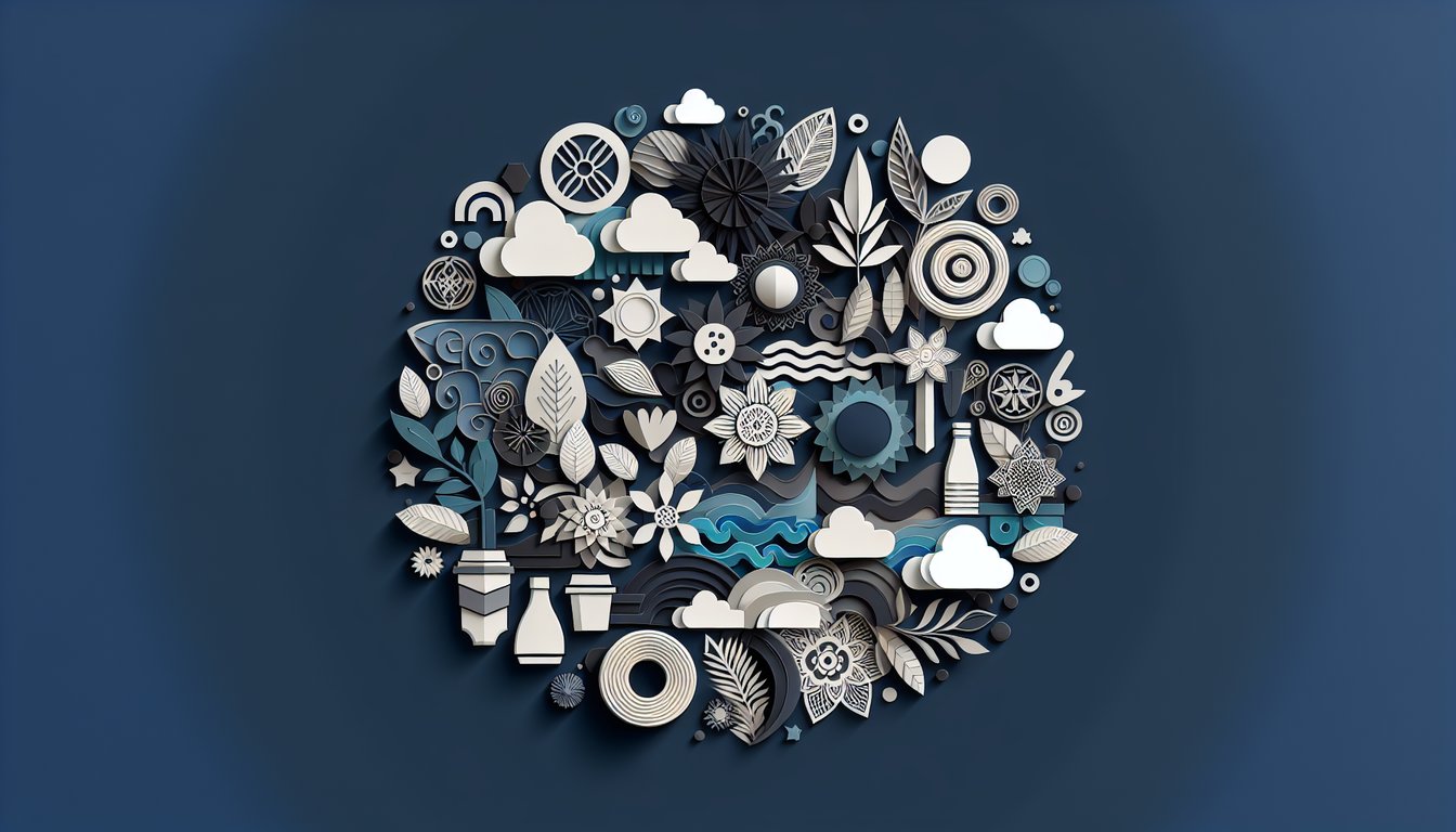 Colorful paper art depicting elements related to a Thai Language Vocabulary Test quiz.