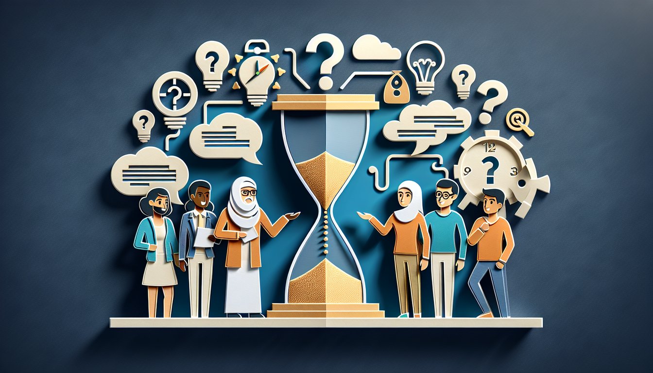 paper art illustration for battle of the sexes quiz with stylized figures and icons on dark blue background