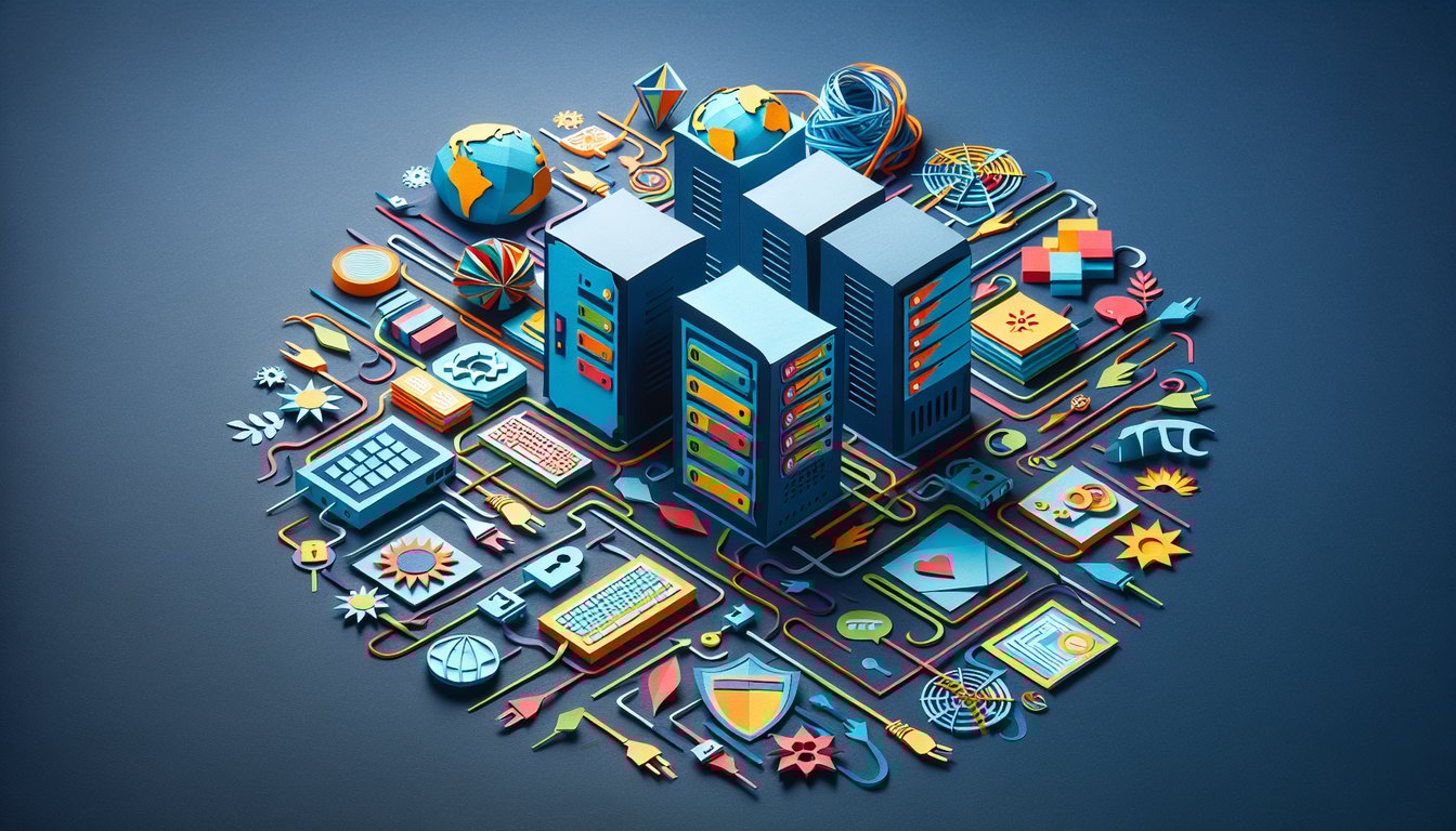 Colorful paper art depicting a quiz on Proxy Server Administration Knowledge Test