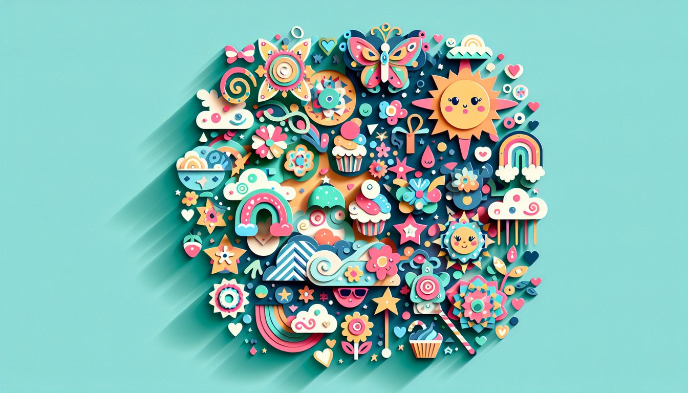 Paper art illustration for Am I Cute quiz revealing adorable score based on style and personality on teal background