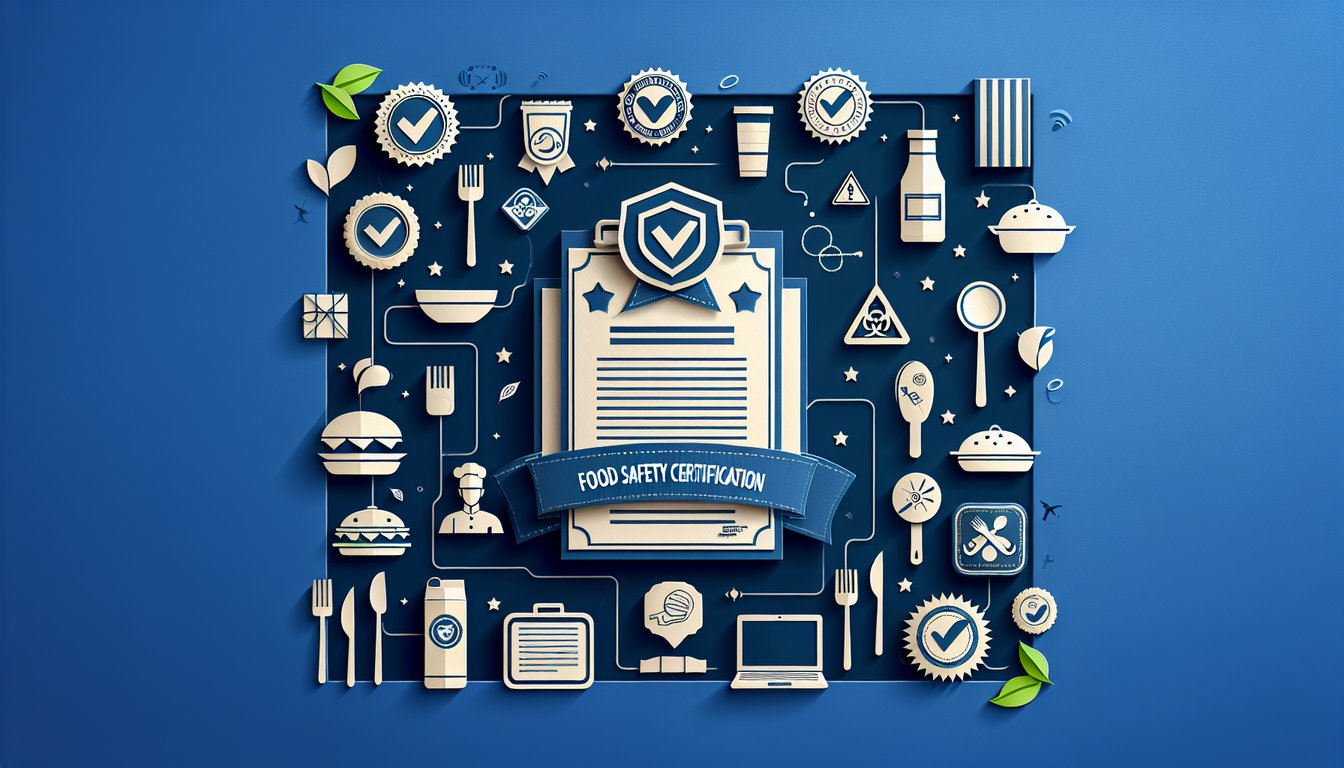 Colorful paper art display for a Food Safety Certification Quiz
