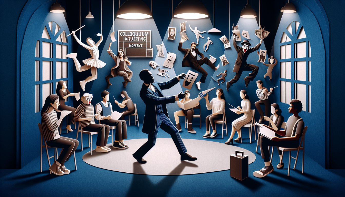 3D voxel art illustrating Colloquium in Acting Movement course