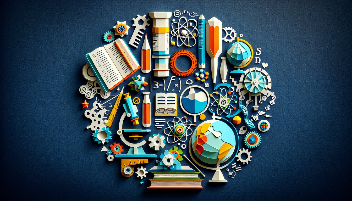 Colorful paper art promoting Test Q Challenge, a trivia quiz for high school students.