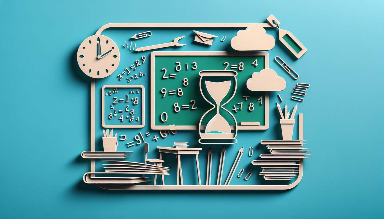 Paper art illustration of frustrated student facing teacher with text I Hate This Teacher quiz on teal background