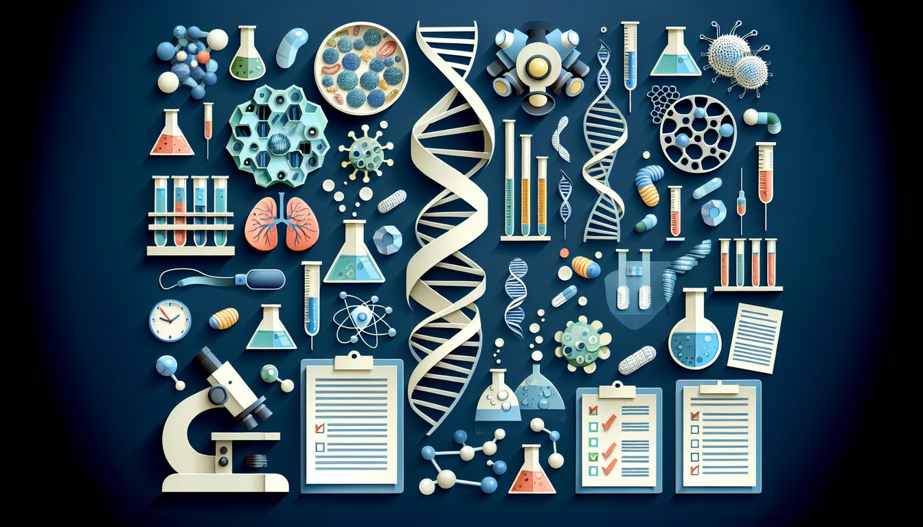 Colorful paper art promoting Bio Final Blitz, a high school biology practice quiz.