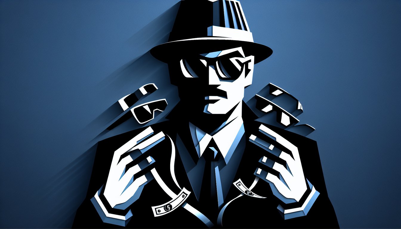 Paper art gangster quiz scene on dark blue background with fedora, brass knuckles and name generator prompt