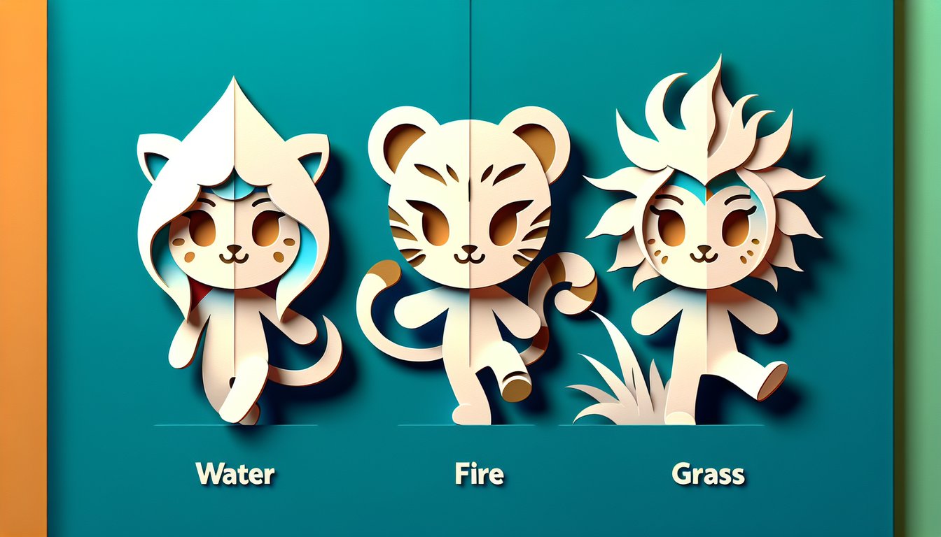 Paper art Pokemon silhouettes question marks shapes on teal background playful quiz banner