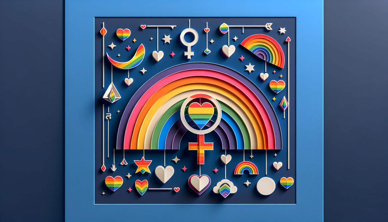Paper art illustration for sexuality orientation quiz on dark blue background