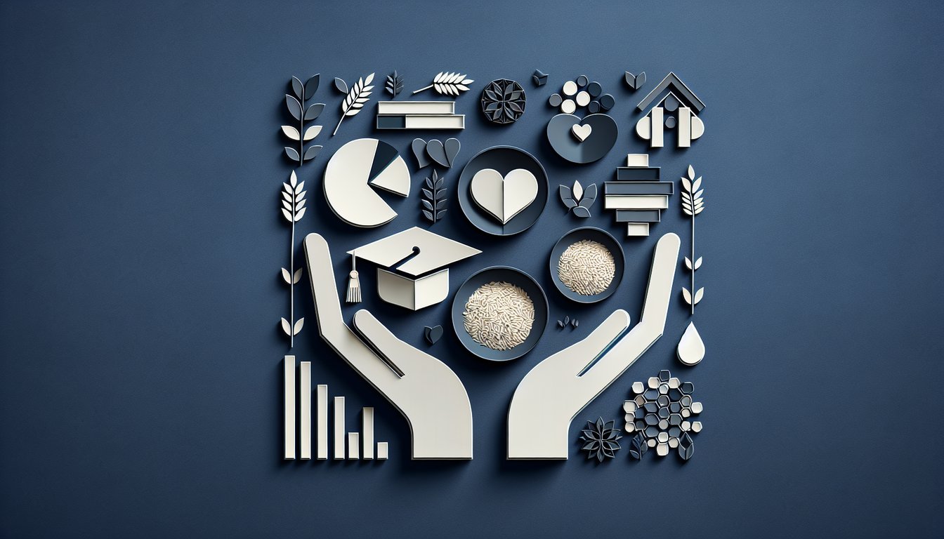 3D voxel art illustrating Poverty Interventions and Evaluation course content