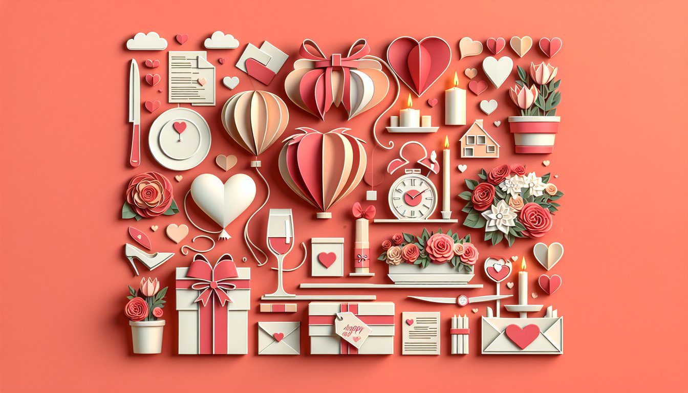 Paper art illustration for surprise partner quiz on coral background