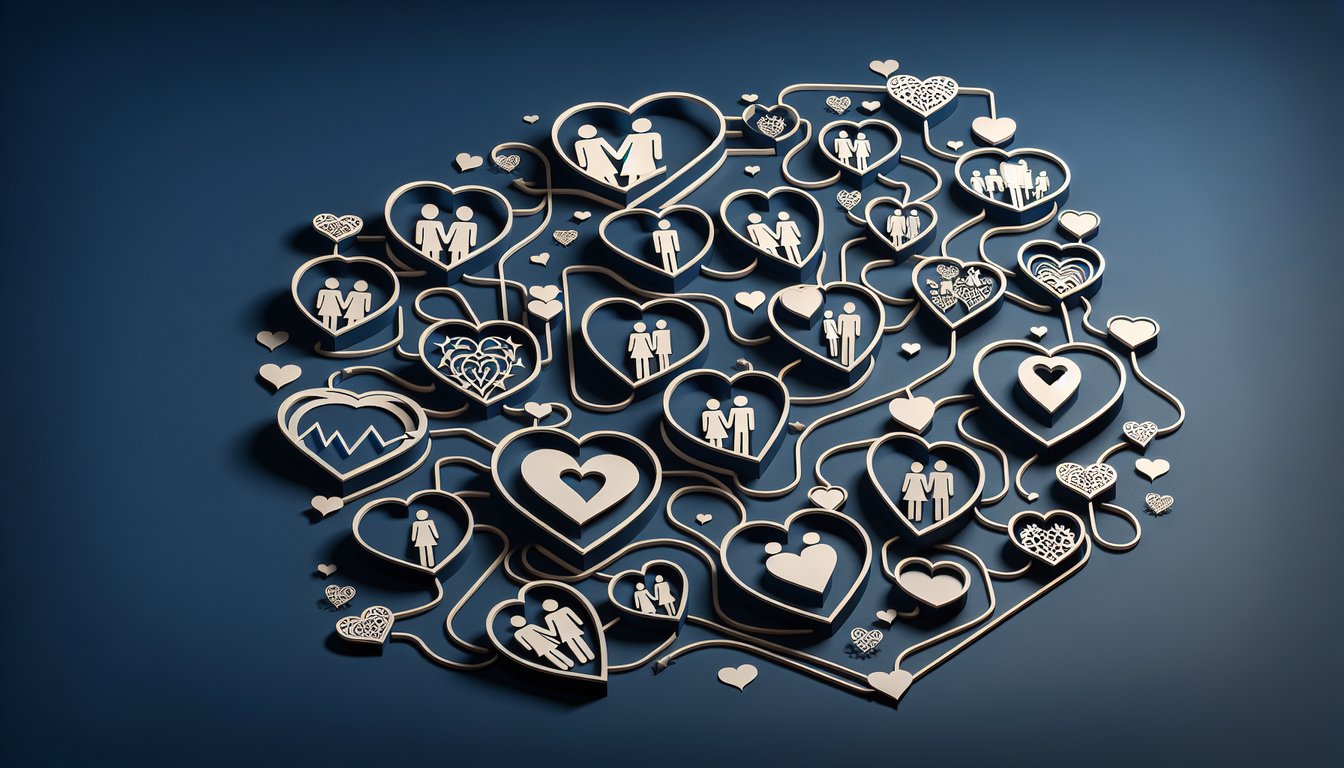 Paper art hearts and question marks float on dark blue backdrop for a Zayn Malik dating history quiz