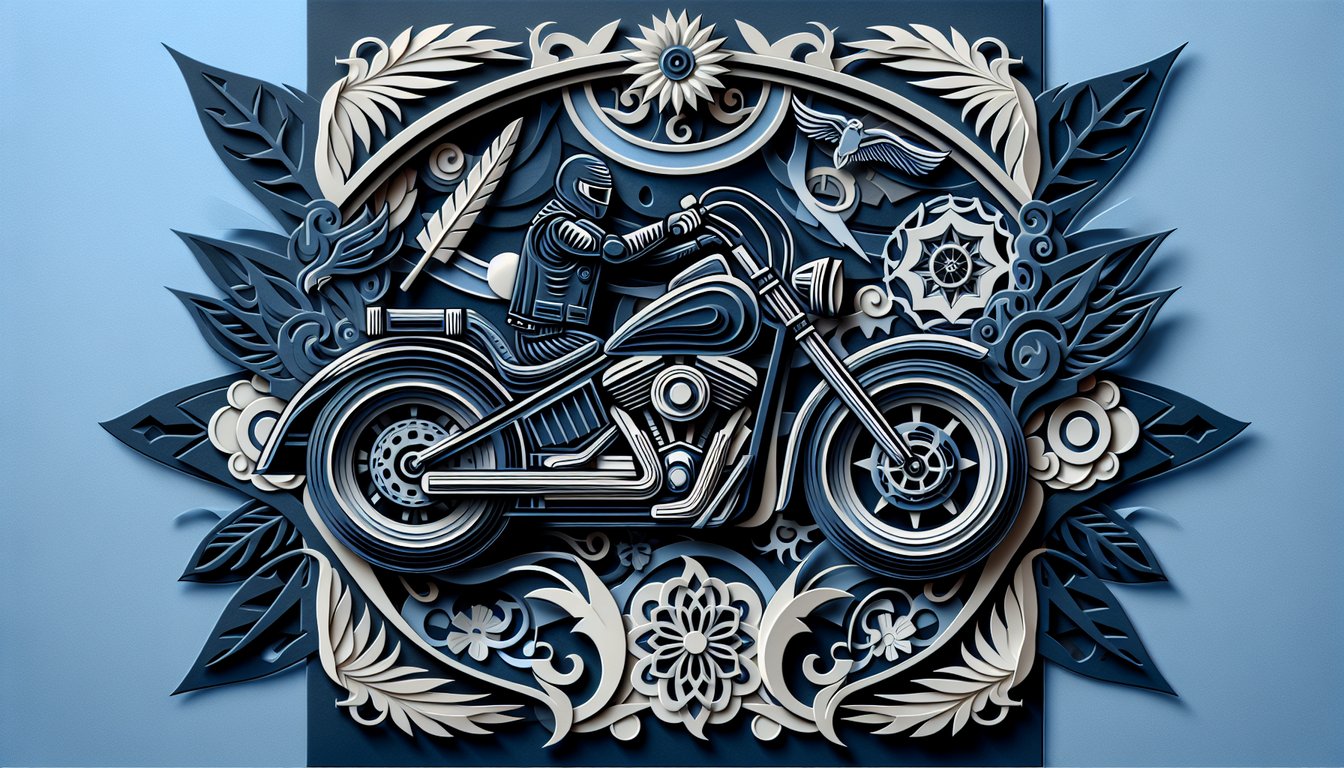 Sons of Anarchy trivia quiz paper art illustration on dark blue background