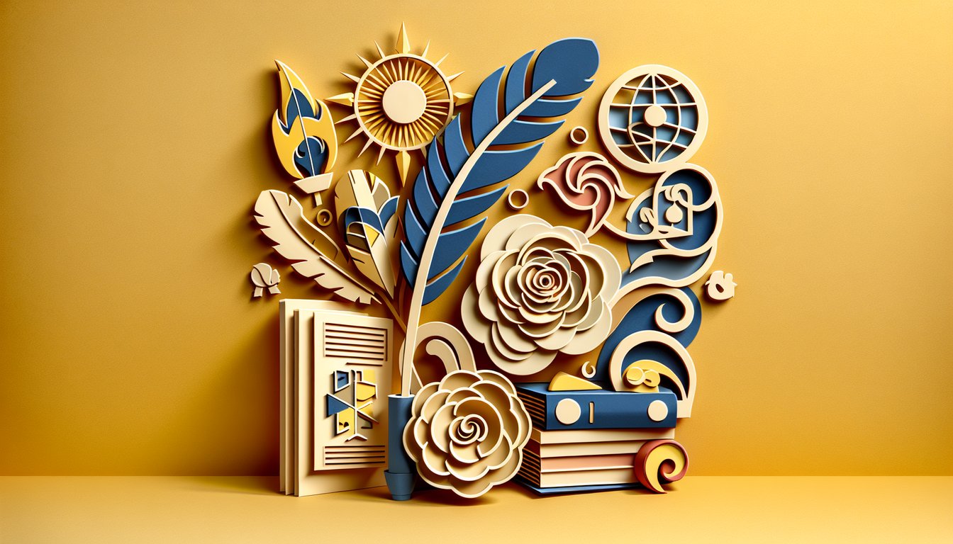 Paper art illustration for a girlfriend personality quiz on a golden yellow background